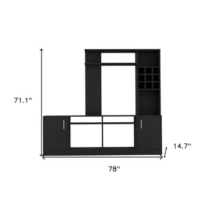 Homeroots 78" Modern Black Wood Storage Entertainment Center With Bookcase – Stylish & Versatile Media Solution  Manufactured Wood 535163