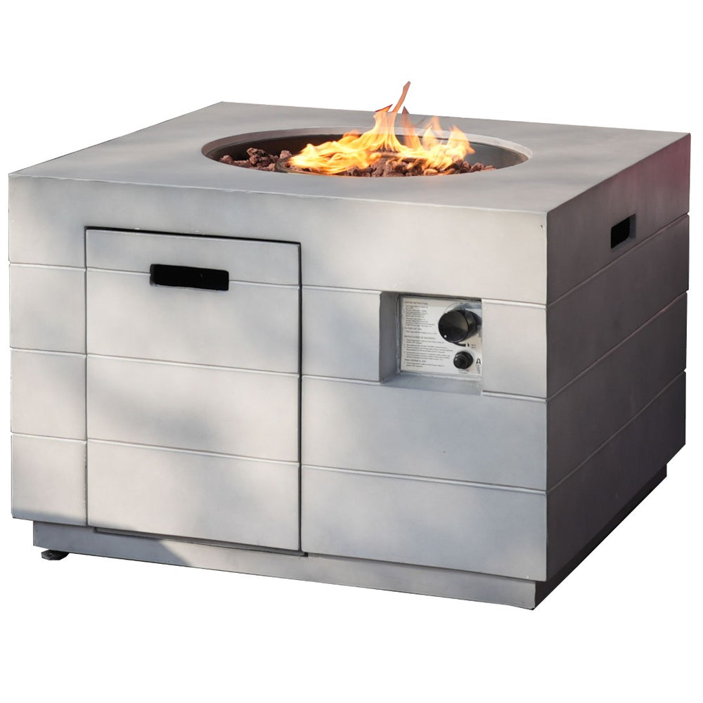 HomeRoots 50000 BTU Gray Aluminum Natural Gas Fire Pit Table - Stylish, Durable & Perfect for Outdoor Gatherings 535174