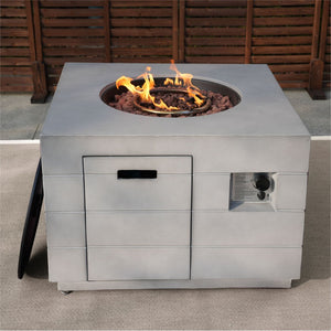 HomeRoots 50000 BTU Gray Aluminum Natural Gas Fire Pit Table - Stylish, Durable & Perfect for Outdoor Gatherings 535174