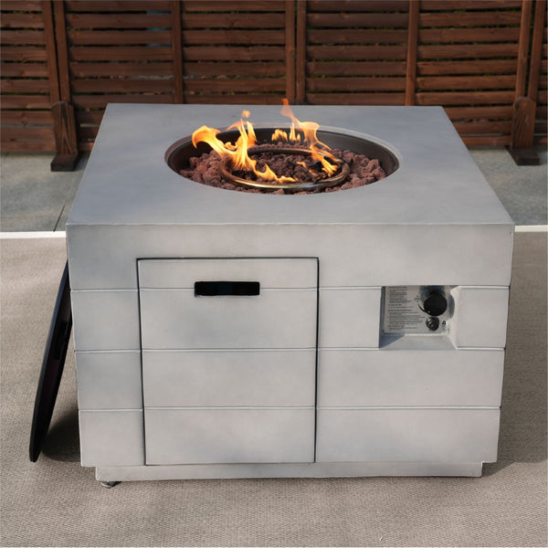 HomeRoots 50000 BTU Gray Aluminum Natural Gas Fire Pit Table - Stylish, Durable & Perfect for Outdoor Gatherings 535174