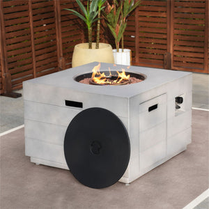 HomeRoots 50000 BTU Gray Aluminum Natural Gas Fire Pit Table - Stylish, Durable & Perfect for Outdoor Gatherings 535174