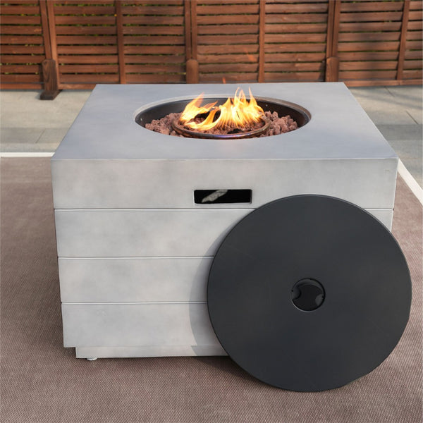 HomeRoots 50000 BTU Gray Aluminum Natural Gas Fire Pit Table - Stylish, Durable & Perfect for Outdoor Gatherings 535174