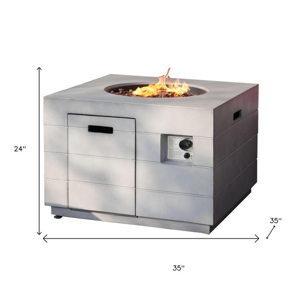 HomeRoots 50000 BTU Gray Aluminum Natural Gas Fire Pit Table - Stylish, Durable & Perfect for Outdoor Gatherings 535174