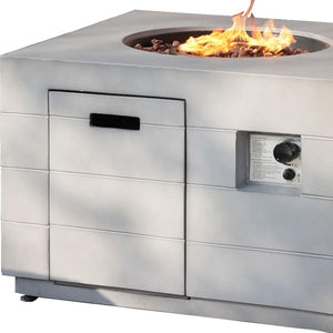HomeRoots 50000 BTU Gray Aluminum Natural Gas Fire Pit Table - Stylish, Durable & Perfect for Outdoor Gatherings 535174