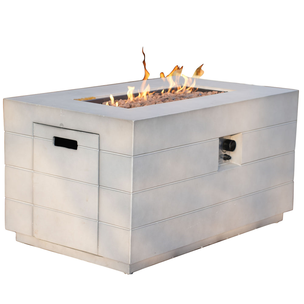 Homeroots 28" Gray Aluminum Natural Gas Rectangular Fire Pit Table With Cover   535175