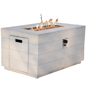 Homeroots 28" Gray Aluminum Natural Gas Rectangular Fire Pit Table With Cover   535175
