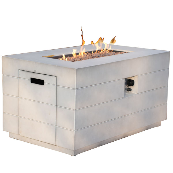 Homeroots 28" Gray Aluminum Natural Gas Rectangular Fire Pit Table With Cover   535175