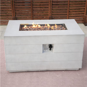 Homeroots 28" Gray Aluminum Natural Gas Rectangular Fire Pit Table With Cover   535175
