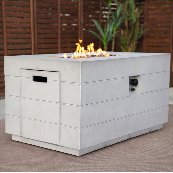 Homeroots 28" Gray Aluminum Natural Gas Rectangular Fire Pit Table With Cover   535175