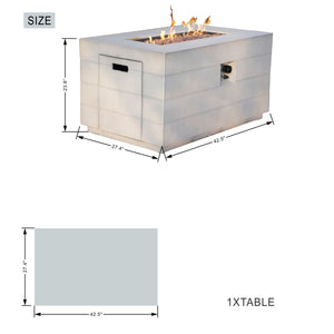Homeroots 28" Gray Aluminum Natural Gas Rectangular Fire Pit Table With Cover   535175