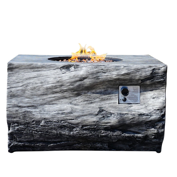 HomeRoots 50000 BTU Gray Aluminum Natural Gas Fire Pit - Durable, Adjustable Flame, Cover Included for Cozy Nights 535177