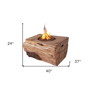 HomeRoots 50000 BTU 40" Brown Aluminum Natural Gas Fire Pit - Durable, Stylish, Adjustable Flame & Cover 535178