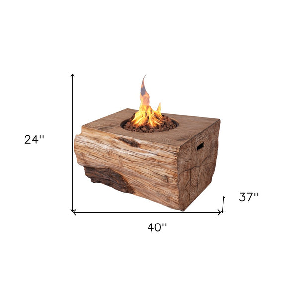 HomeRoots 50000 BTU 40" Brown Aluminum Natural Gas Fire Pit - Durable, Stylish, Adjustable Flame & Cover 535178