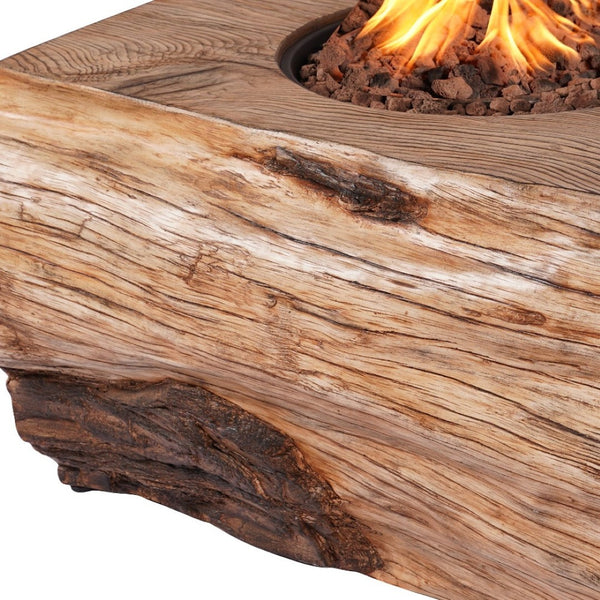 HomeRoots 50000 BTU 40" Brown Aluminum Natural Gas Fire Pit - Durable, Stylish, Adjustable Flame & Cover 535178