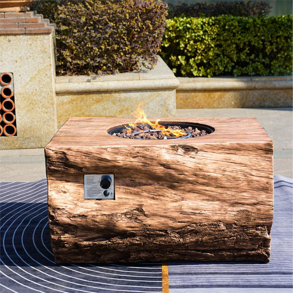 HomeRoots 50000 BTU 40" Brown Aluminum Natural Gas Fire Pit - Durable, Stylish, Adjustable Flame & Cover 535178