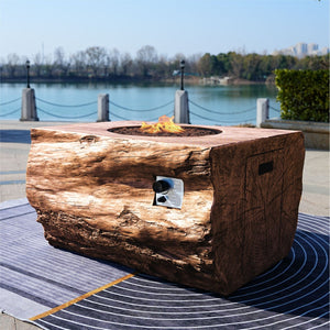 HomeRoots 50000 BTU 40" Brown Aluminum Natural Gas Fire Pit - Durable, Stylish, Adjustable Flame & Cover 535178