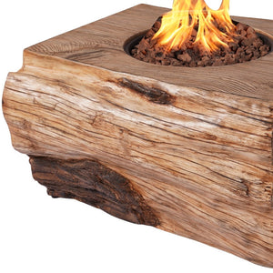 HomeRoots 50000 BTU 40" Brown Aluminum Natural Gas Fire Pit - Durable, Stylish, Adjustable Flame & Cover 535178