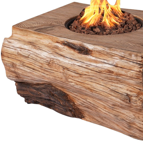 HomeRoots 50000 BTU 40" Brown Aluminum Natural Gas Fire Pit - Durable, Stylish, Adjustable Flame & Cover 535178