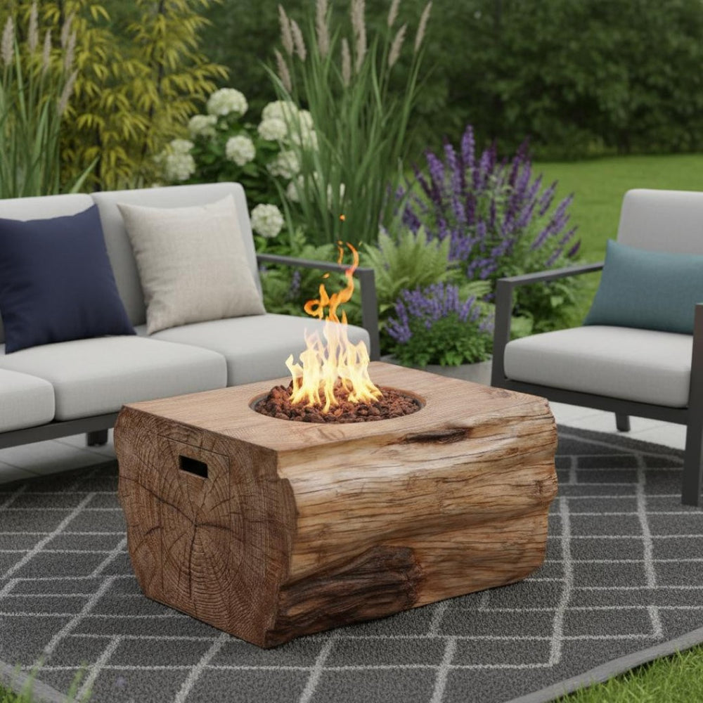 HomeRoots 50000 BTU 40" Brown Aluminum Natural Gas Fire Pit - Durable, Stylish, Adjustable Flame & Cover 535178