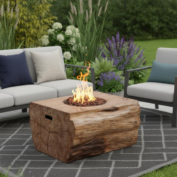 HomeRoots 50000 BTU 40" Brown Aluminum Natural Gas Fire Pit - Durable, Stylish, Adjustable Flame & Cover 535178
