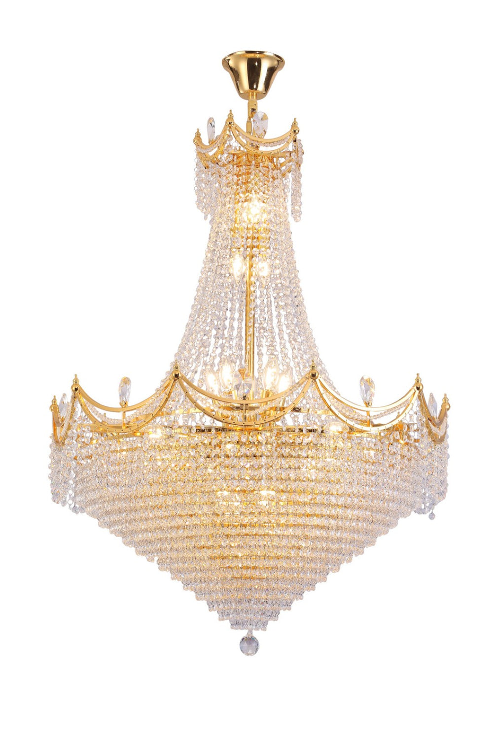 HomeRoots Clear Empire Style Multi-Light Crystal Chandelier - Dimmable Elegance for Dining & Living Spaces 535179