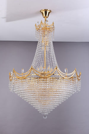 HomeRoots Clear Empire Style Multi-Light Crystal Chandelier - Dimmable Elegance for Dining & Living Spaces 535179