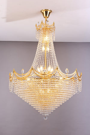 HomeRoots Clear Empire Style Multi-Light Crystal Chandelier - Dimmable Elegance for Dining & Living Spaces 535179