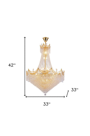 HomeRoots Clear Empire Style Multi-Light Crystal Chandelier - Dimmable Elegance for Dining & Living Spaces 535179