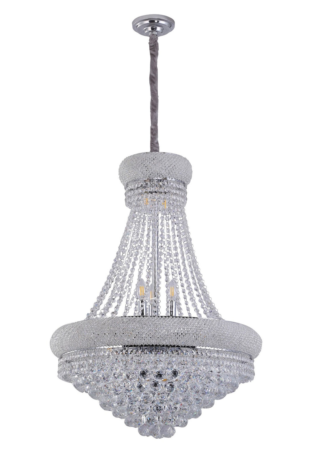HomeRoots Clear Empire Crystal Chandelier - Dimmable Elegance for Dining, Entryway, and Home Décor Spaces 535180