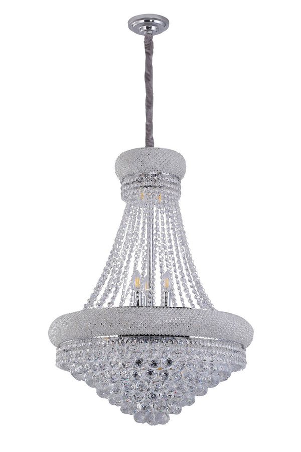 HomeRoots Clear Empire Crystal Chandelier - Dimmable Elegance for Dining, Entryway, and Home Décor Spaces 535180