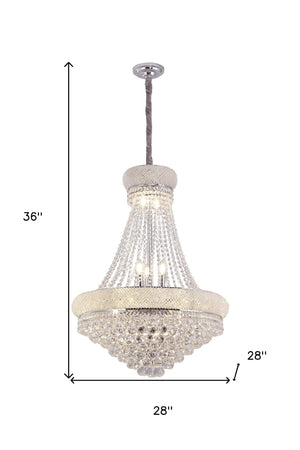 HomeRoots Clear Empire Crystal Chandelier - Dimmable Elegance for Dining, Entryway, and Home Décor Spaces 535180