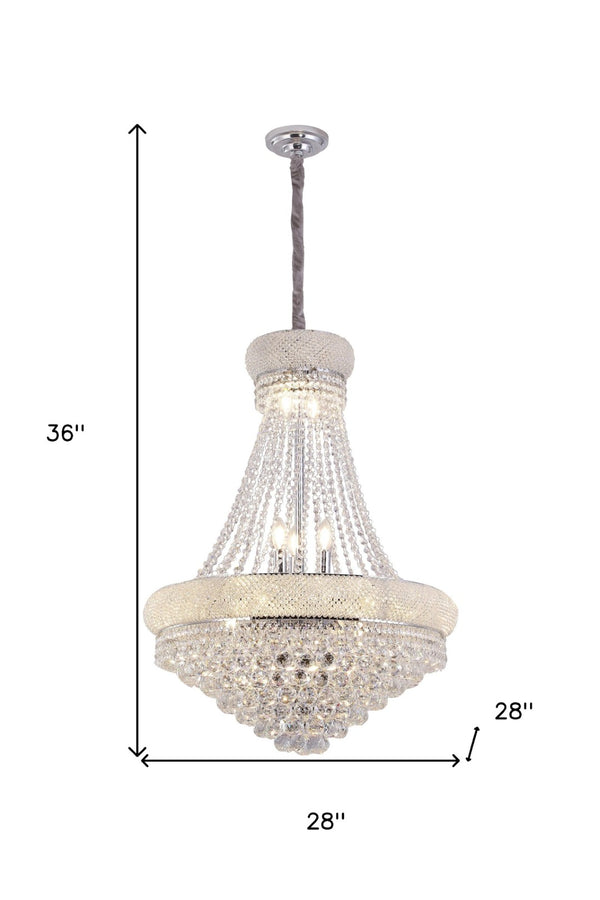 HomeRoots Clear Empire Crystal Chandelier - Dimmable Elegance for Dining, Entryway, and Home Décor Spaces 535180