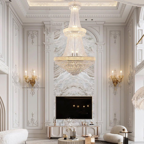 HomeRoots Clear Multi-Light Crystal and Metal Dimmable Chandelier: Elegant Empire Design with LED Glow 535181