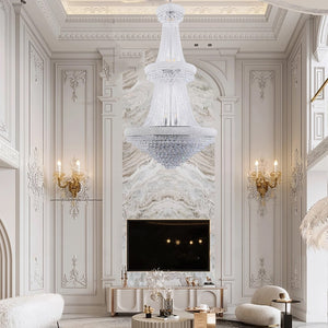 HomeRoots Clear Multi-Light Crystal and Metal Dimmable Chandelier: Elegant Empire Design with LED Glow 535181