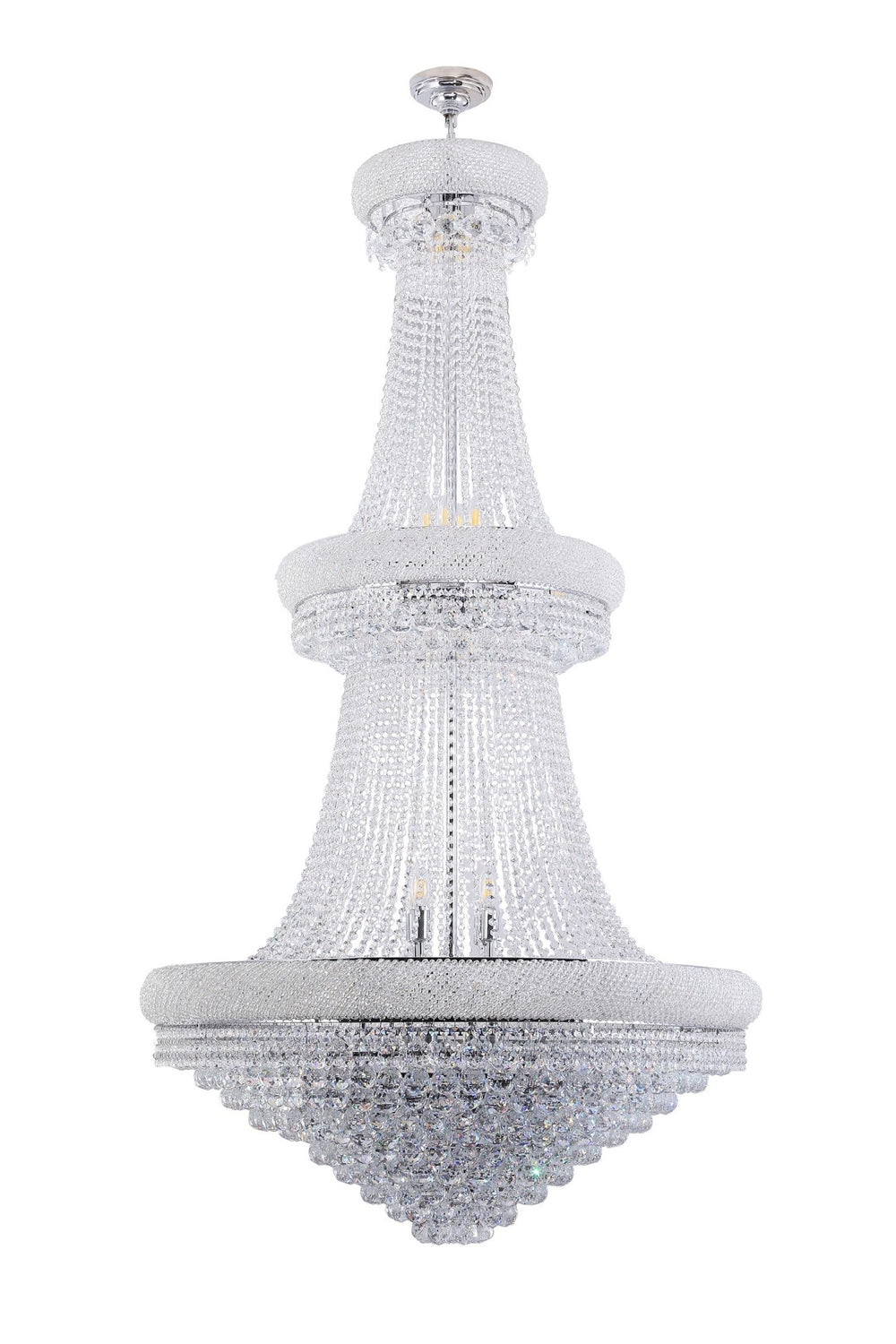 HomeRoots Clear Multi-Light Crystal and Metal Dimmable Chandelier: Elegant Empire Design with LED Glow 535181