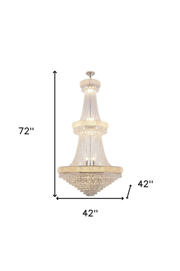HomeRoots Clear Multi-Light Crystal and Metal Dimmable Chandelier: Elegant Empire Design with LED Glow 535181