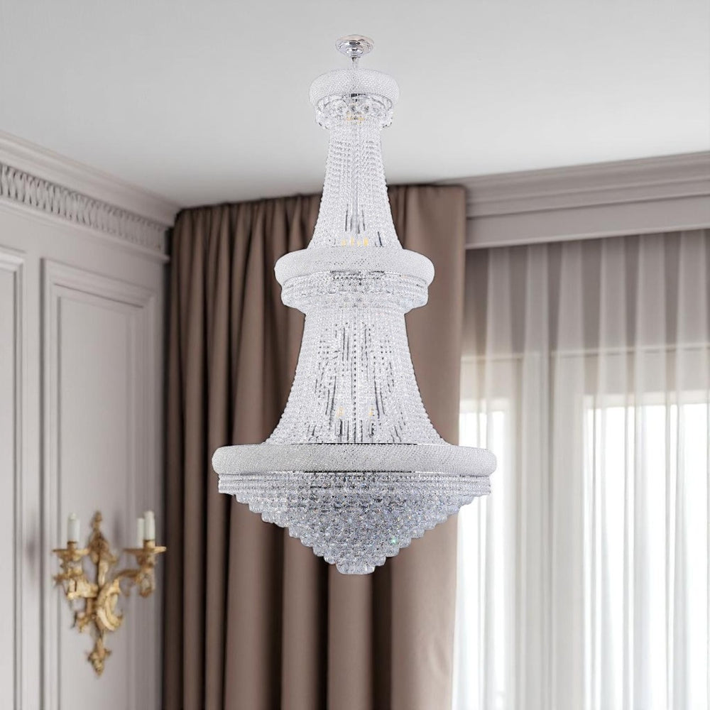 HomeRoots Clear Multi-Light Crystal and Metal Dimmable Chandelier: Elegant Empire Design with LED Glow 535181
