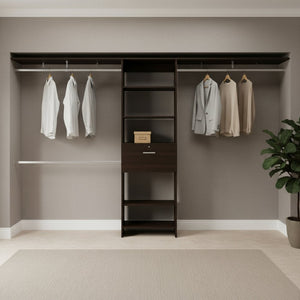 HomeRoots 118" Black Wood Closet System - Modern High-Capacity Storage Solution for Stylish Organization Needs 535182