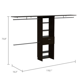 Homeroots 118" Black Manufactured Wood Closet System  Manufactured Wood 535182
