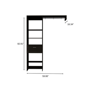 Homeroots 59" Black Manufactured Wood Closet System  Manufactured Wood 535186