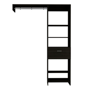 Homeroots 59" Black Manufactured Wood Closet System  Manufactured Wood 535186