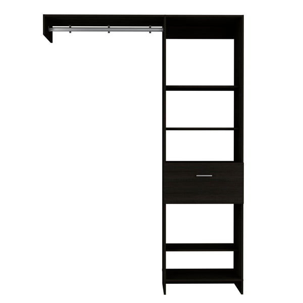 Homeroots 59" Black Manufactured Wood Closet System  Manufactured Wood 535186