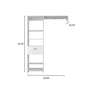 Homeroots 59" White Manufactured Wood Closet System  Manufactured Wood 535187