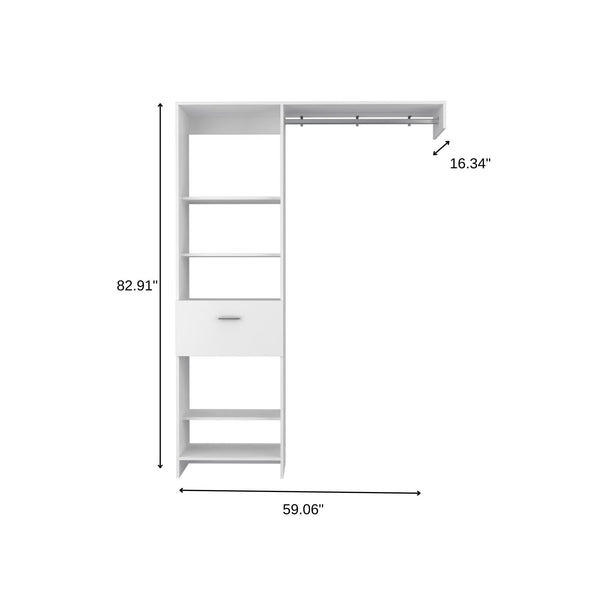 Homeroots 59" White Manufactured Wood Closet System  Manufactured Wood 535187