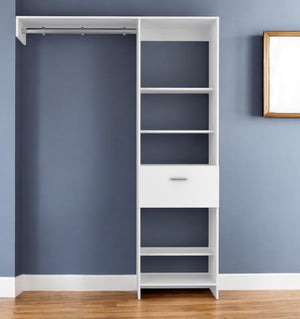 Homeroots 59" White Manufactured Wood Closet System  Manufactured Wood 535187