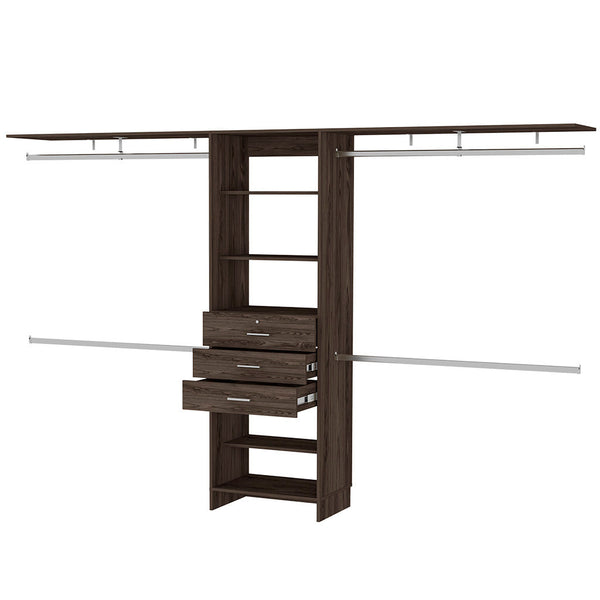 Homeroots 118" Dark Brown Manufactured Wood Closet System  Manufactured Wood 535188