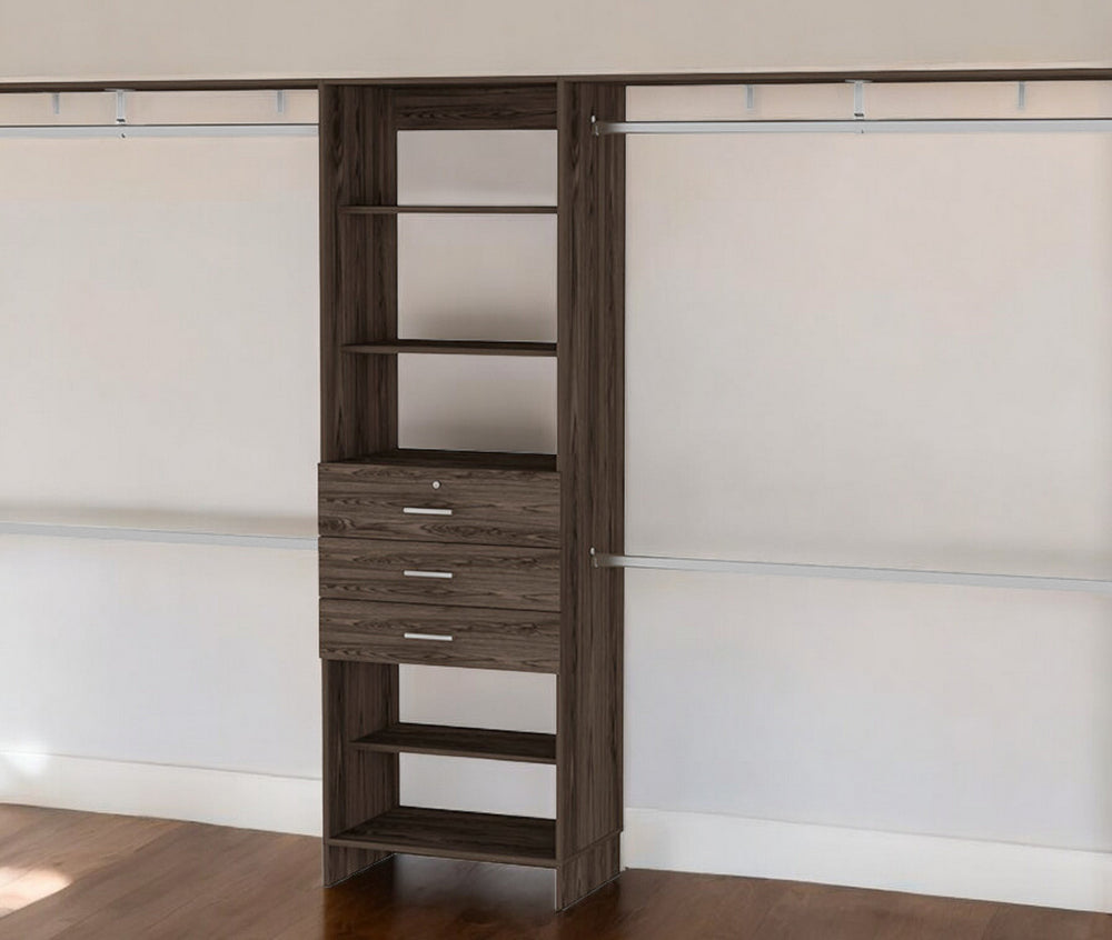 Homeroots 118" Dark Brown Manufactured Wood Closet System  Manufactured Wood 535188