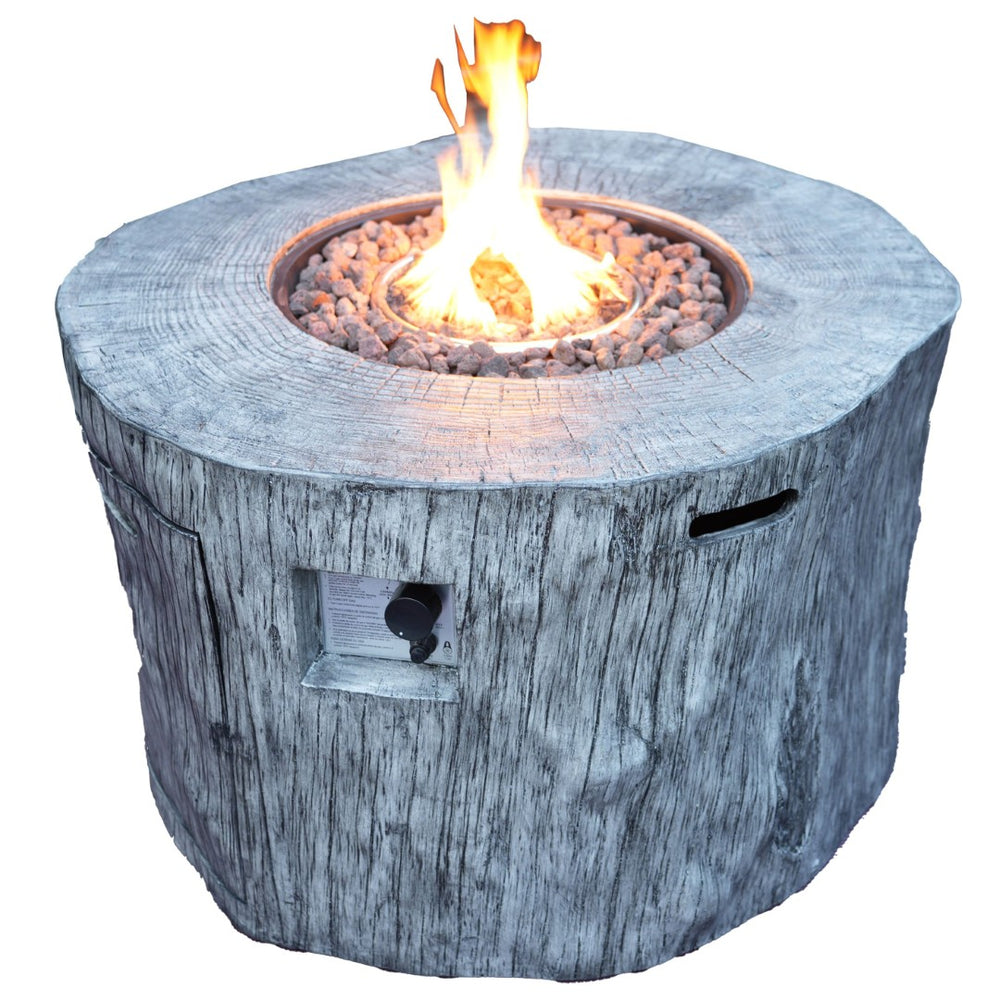 HomeRoots 50000 BTU Gray Aluminum Round Fire Pit Table - Adjustable Flame, Durable Design & Protective Cover 535189
