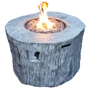 HomeRoots 50000 BTU Gray Aluminum Round Fire Pit Table - Adjustable Flame, Durable Design & Protective Cover 535189