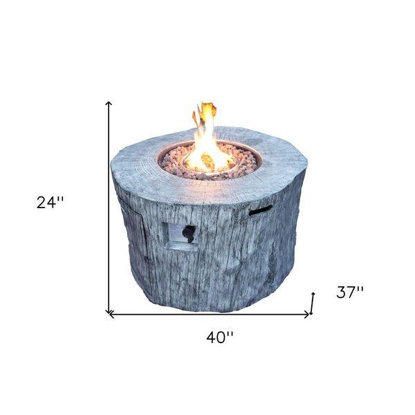 HomeRoots 50000 BTU Gray Aluminum Round Fire Pit Table - Adjustable Flame, Durable Design & Protective Cover 535189
